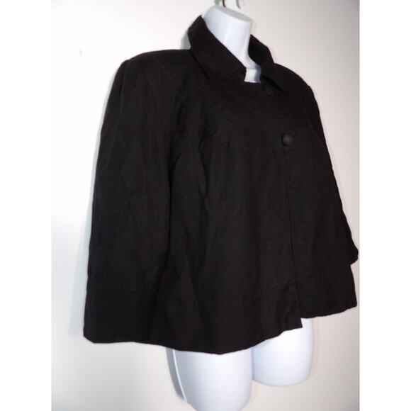 Bob Mackie Studio 16 Linen Blazer Black Lined Career Office Collared Double Butt - Picture 8 of 11